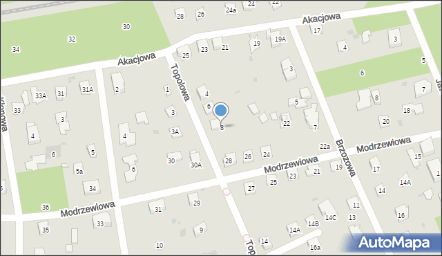 Podkowa Leśna, Topolowa, 8, mapa Podkowa Leśna