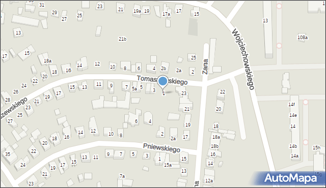 Poznań, Tomaszewskiego Adama, 1, mapa Poznania