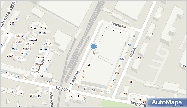 Poznań, Tokarska, 13, mapa Poznania