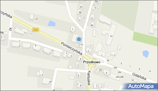 Przodkowo, Topolowa, 1, mapa Przodkowo