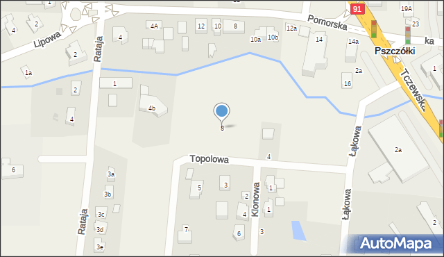 Pszczółki, Topolowa, 8, mapa Pszczółki