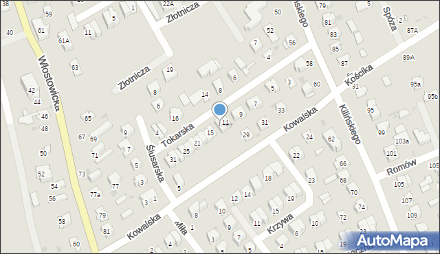 Puławy, Tokarska, 13, mapa Puław