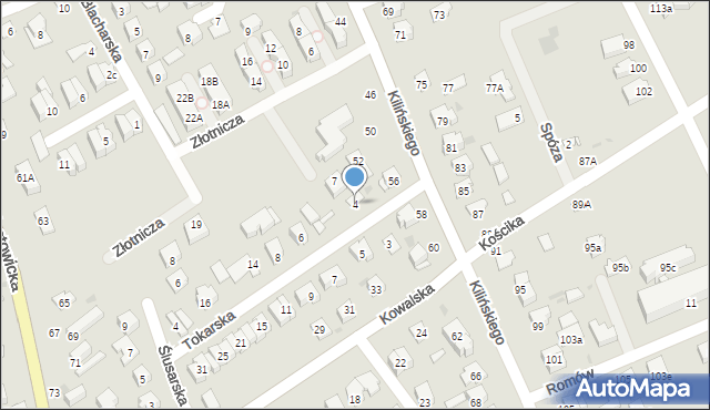 Puławy, Tokarska, 4, mapa Puław