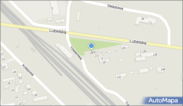 Puławy, Towarowa, 15, mapa Puław
