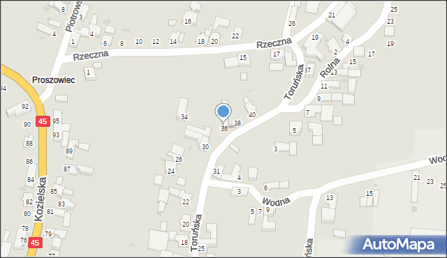 Racibórz, Toruńska, 36, mapa Racibórz