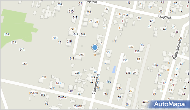 Radom, Towarzyska, 8, mapa Radomia