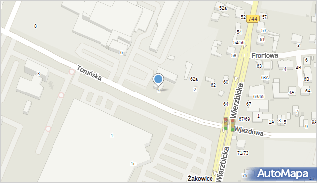 Radom, Toruńska, 4, mapa Radomia