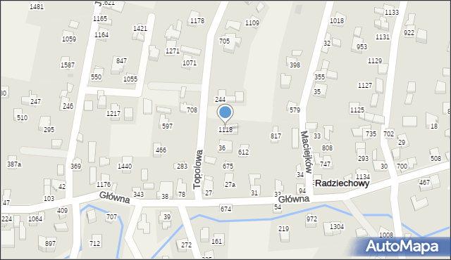 Radziechowy, Topolowa, 1118, mapa Radziechowy
