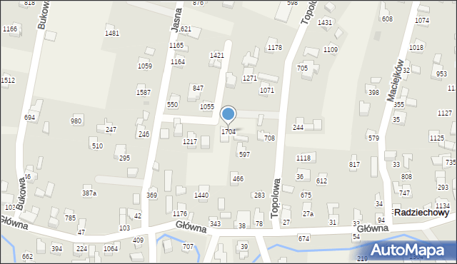 Radziechowy, Topolowa, 1704, mapa Radziechowy