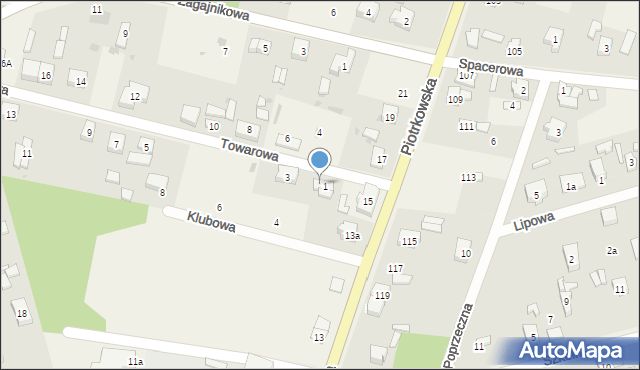 Różyca, Towarowa, 1a, mapa Różyca