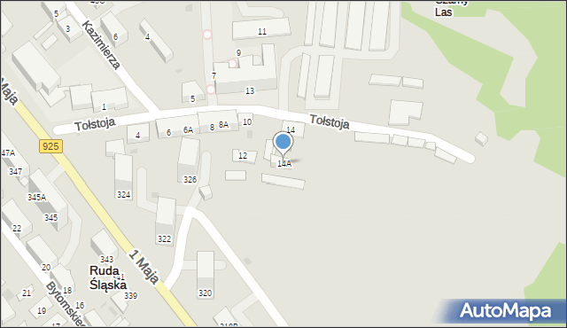 Ruda Śląska, Tołstoja Lwa, 14A, mapa Rudy Śląskiej