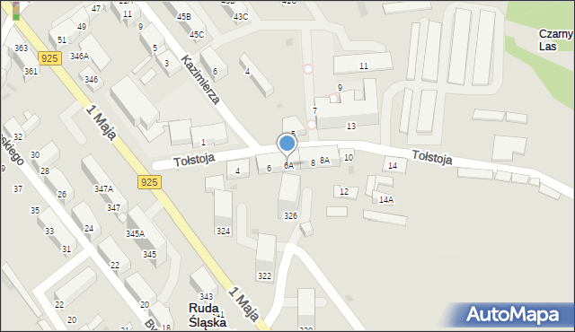 Ruda Śląska, Tołstoja Lwa, 6A, mapa Rudy Śląskiej