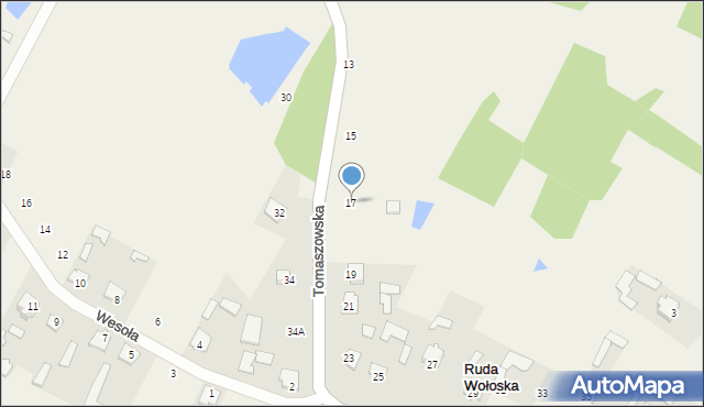 Ruda Wołoska, Tomaszowska, 17, mapa Ruda Wołoska