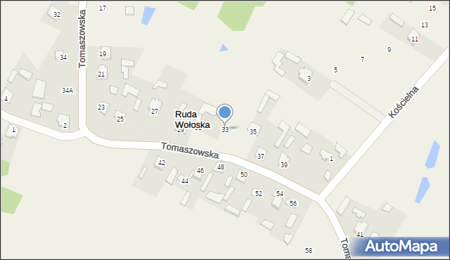 Ruda Wołoska, Tomaszowska, 33, mapa Ruda Wołoska