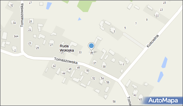Ruda Wołoska, Tomaszowska, 35, mapa Ruda Wołoska