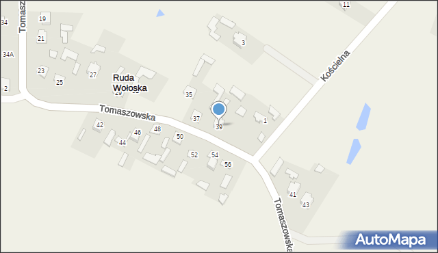 Ruda Wołoska, Tomaszowska, 39, mapa Ruda Wołoska