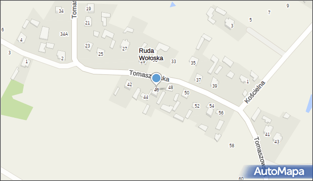 Ruda Wołoska, Tomaszowska, 46, mapa Ruda Wołoska