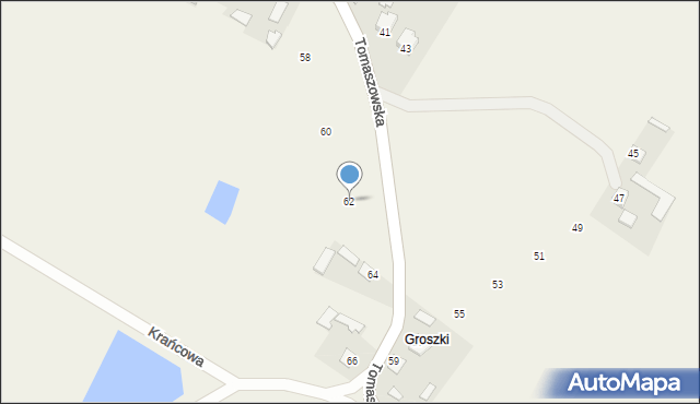 Ruda Wołoska, Tomaszowska, 62, mapa Ruda Wołoska