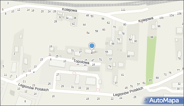 Rudawa, Topolowa, 43, mapa Rudawa