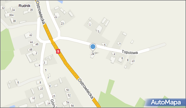 Rudnik, Topolowa, 2a, mapa Rudnik