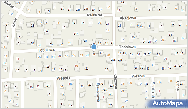 Rybie, Topolowa, 39, mapa Rybie