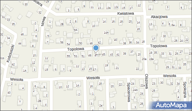 Rybie, Topolowa, 47, mapa Rybie