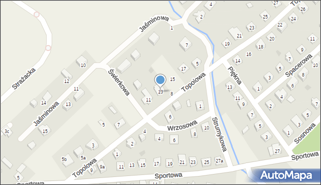 Rybno, Topolowa, 13, mapa Rybno