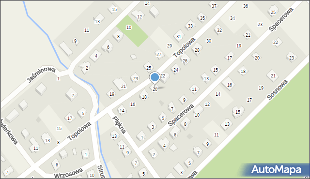 Rybno, Topolowa, 20, mapa Rybno