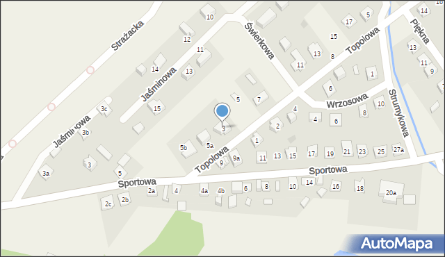 Rybno, Topolowa, 3, mapa Rybno