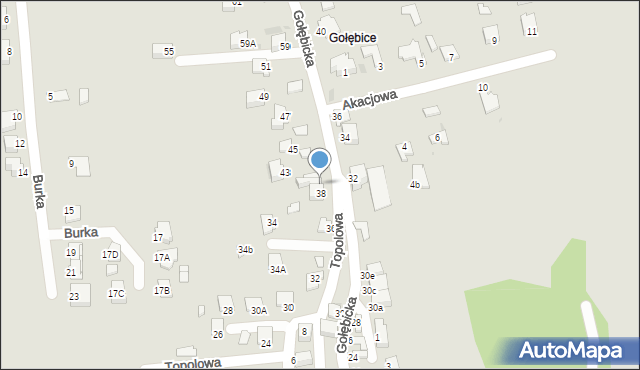 Sandomierz, Topolowa, 38a, mapa Sandomierza