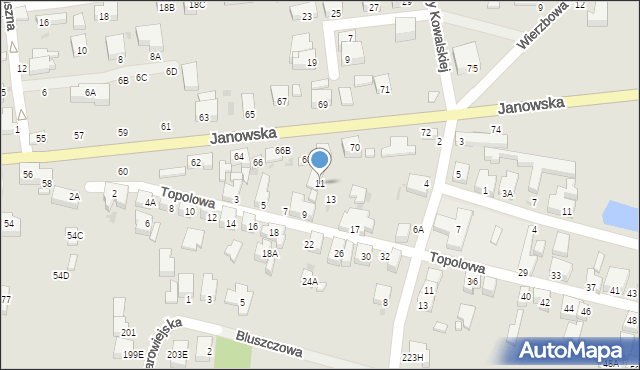 Siedlce, Topolowa, 11, mapa Siedlce