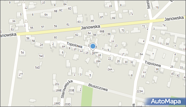 Siedlce, Topolowa, 16, mapa Siedlce