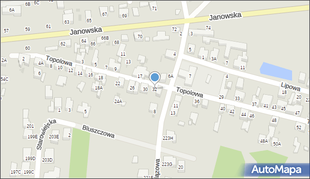 Siedlce, Topolowa, 32, mapa Siedlce
