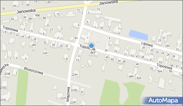 Siedlce, Topolowa, 36, mapa Siedlce