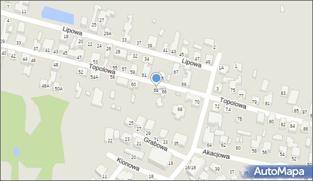 Siedlce, Topolowa, 64, mapa Siedlce