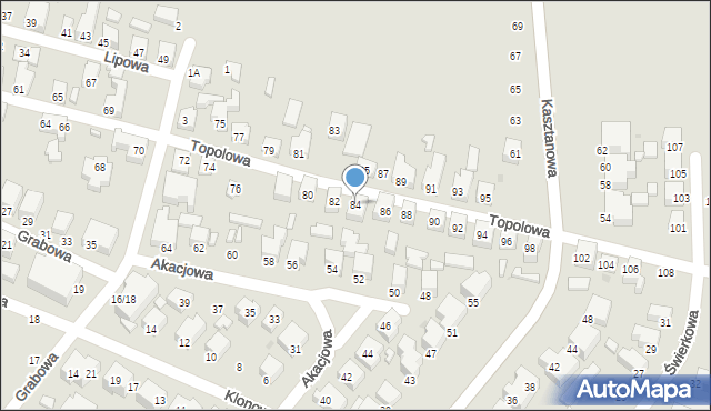 Siedlce, Topolowa, 84, mapa Siedlce