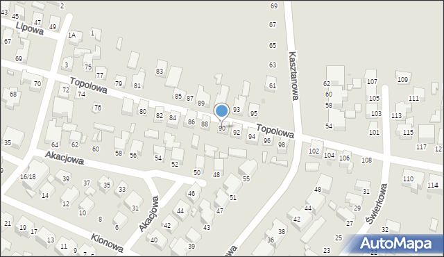 Siedlce, Topolowa, 90, mapa Siedlce