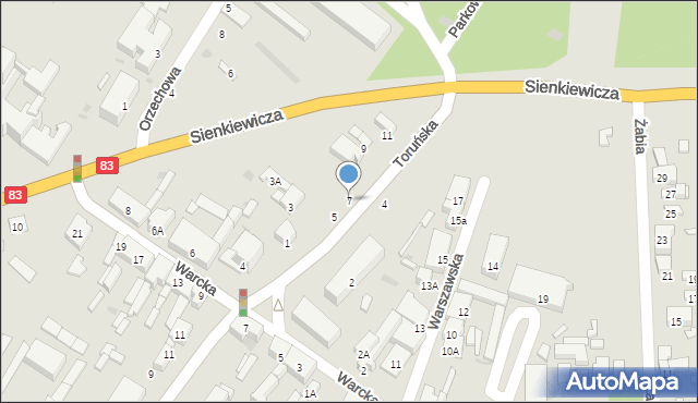 Sieradz, Toruńska, 7, mapa Sieradz