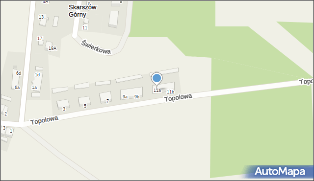 Skarszów Górny, Topolowa, 11a, mapa Skarszów Górny