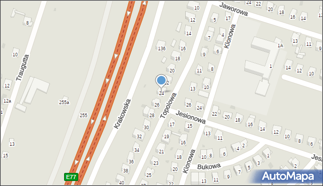 Skarżysko-Kamienna, Topolowa, 24, mapa Skarżysko-Kamienna