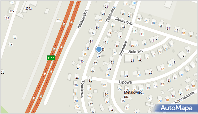 Skarżysko-Kamienna, Topolowa, 25, mapa Skarżysko-Kamienna