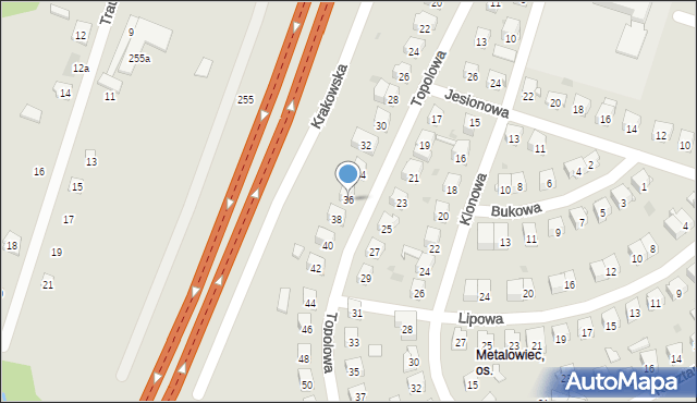 Skarżysko-Kamienna, Topolowa, 36, mapa Skarżysko-Kamienna