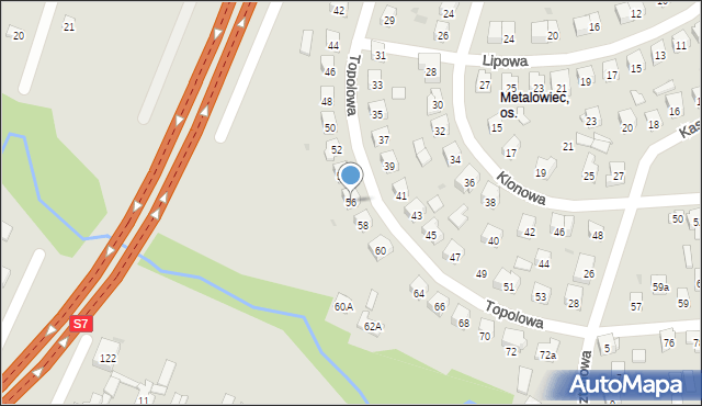 Skarżysko-Kamienna, Topolowa, 56, mapa Skarżysko-Kamienna