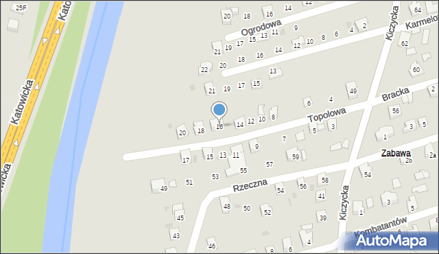 Skoczów, Topolowa, 16, mapa Skoczów