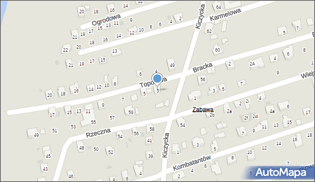 Skoczów, Topolowa, 3, mapa Skoczów