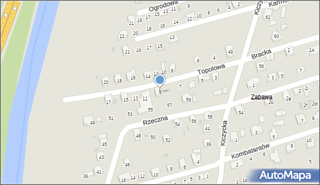 Skoczów, Topolowa, 9, mapa Skoczów