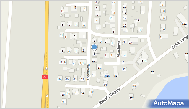 Ślesin, Topolowa, 9, mapa Ślesin