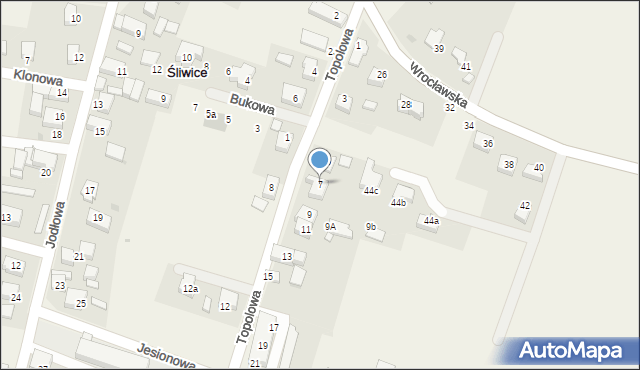 Śliwice, Topolowa, 7, mapa Śliwice