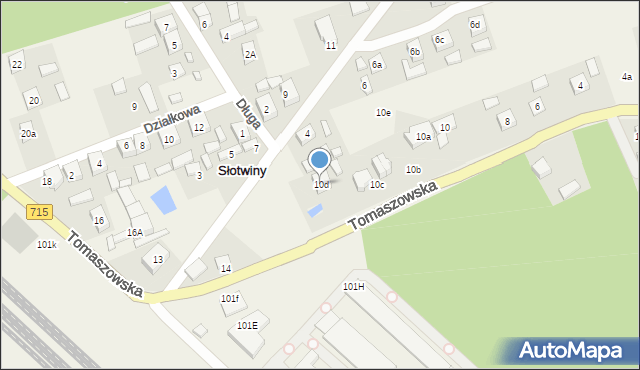 Słotwiny, Tomaszowska, 10d, mapa Słotwiny