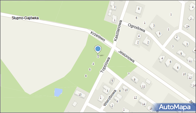 Słupno, Topolowa, 2, mapa Słupno